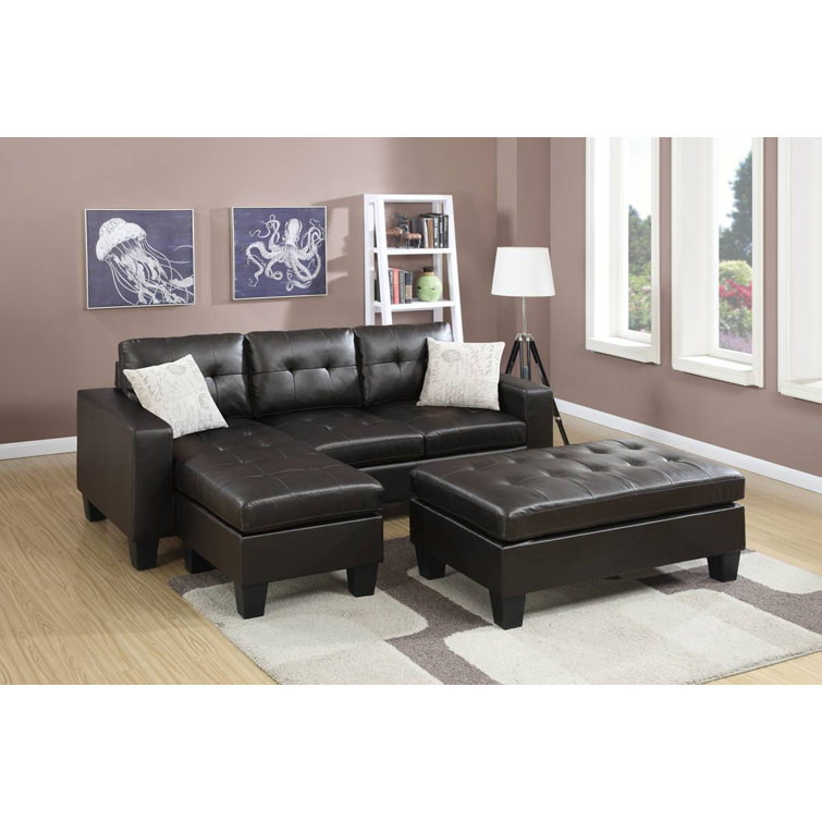 Latitude Run® 3 Piece Faux Leather Sectional Wayfair